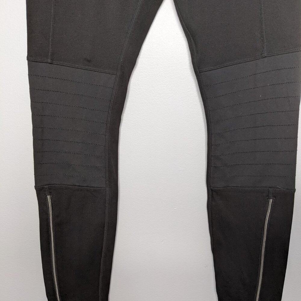 Athleta Black Trailsetter Motion Ankle Zip Ponte Moto Pants With Pockets Size 6 - Picture 5 of 9